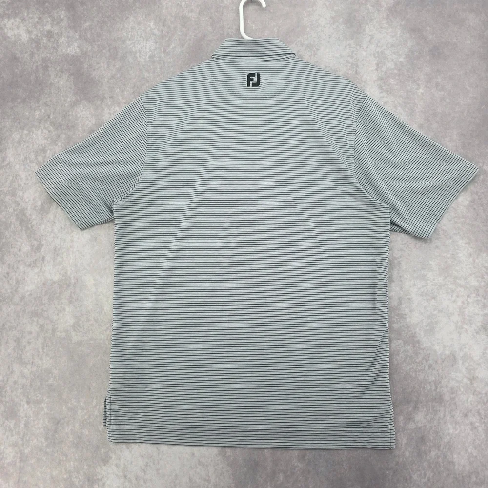 FootJoy Fj‎ Mens Medium Striped Golf Polo Shirt Performance Grey Hurricane Golf